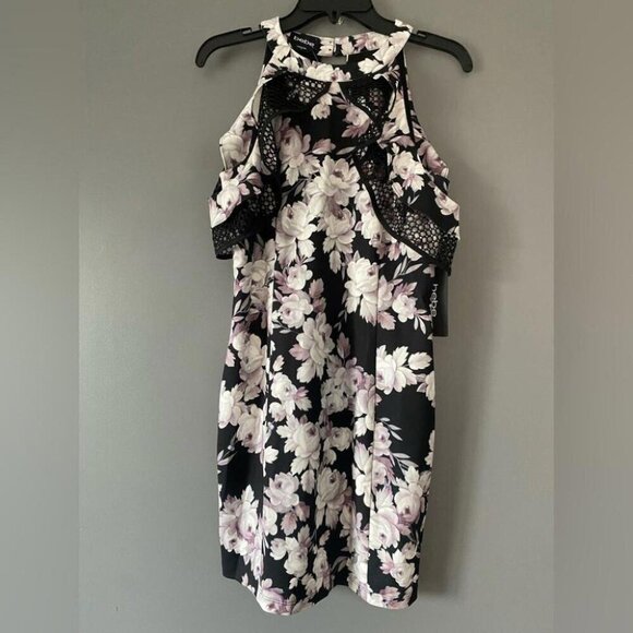 Mini Dress Bebe Floral Lace Cold Shoulder Romantic Grunge - Picture 2 of 16